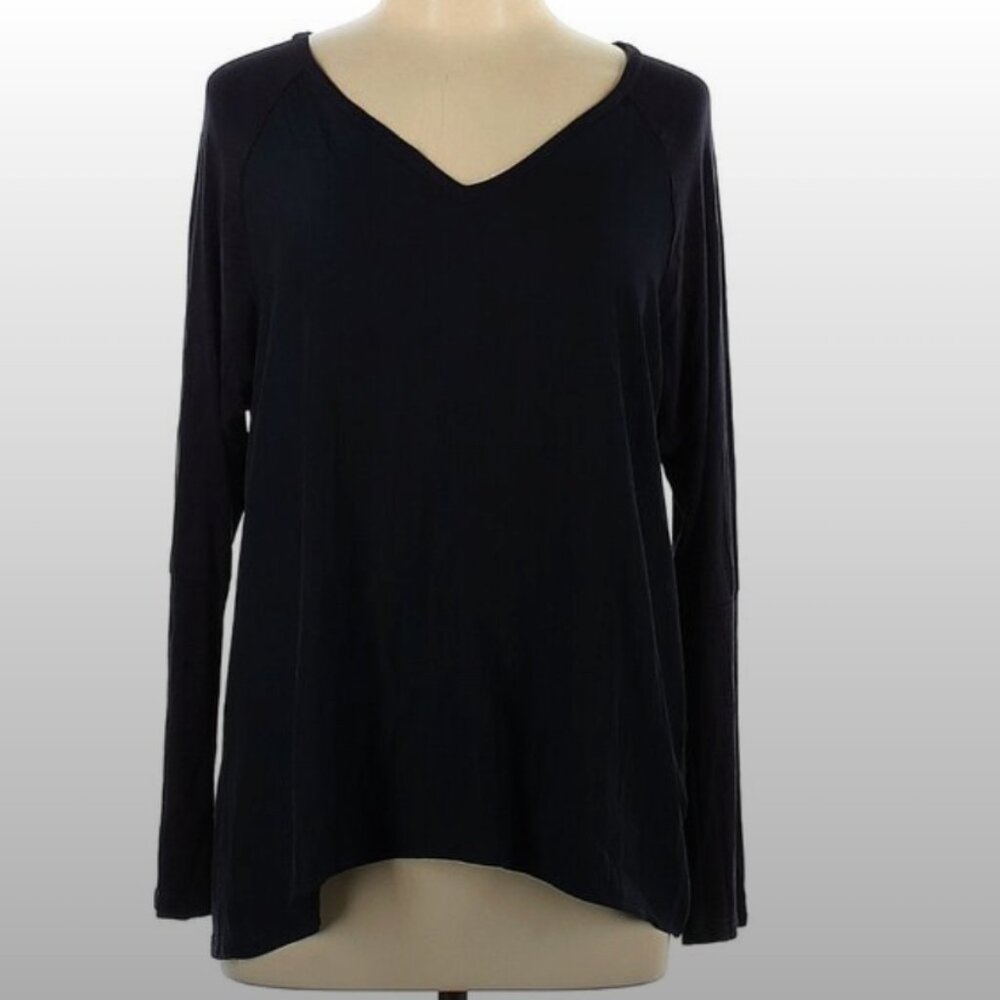 Lola & Sophie Midnight  Blue Long sleeve blouse v neck Size L